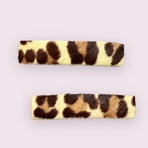 Leopard Print Fur Hair Clips